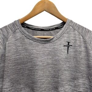 Three Nails Men's Size Large Gray Marl Athletic Performance Seamless T-Shirt euc